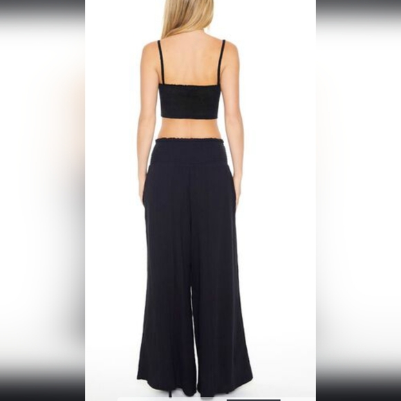 Smocked Wide-Leg Palazzo Pants - Picture 2 of 8